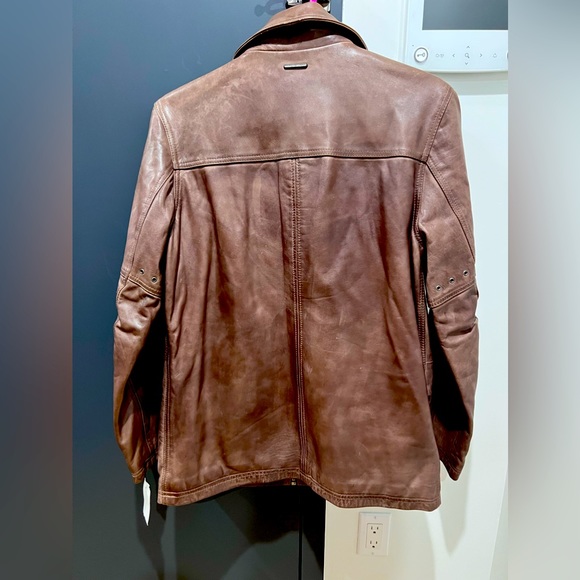 Marc New York mens size small, chocolate brown leather three-quarter jacket - Picture 3 of 7